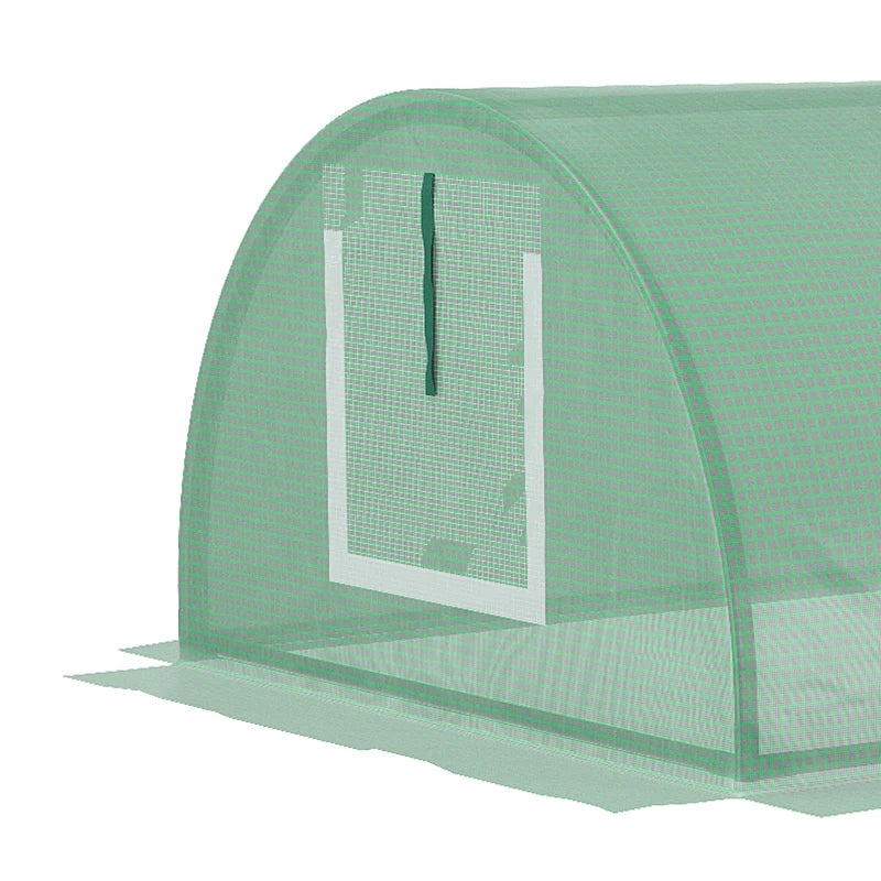 Portable Mini Greenhouse, Tunnel Growing Tent with 5 Mesh Windows and Steel Frame, 7' x 3' x 2', Green
