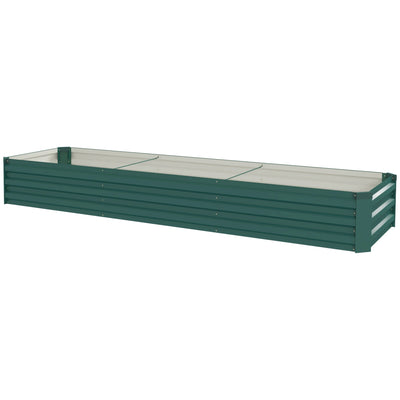 Outsunny 8'x2'x1' Galvanized Raised Bed, Large Elevated Planter Box for Growing Flowers, Herbs and Vegetables, Green 