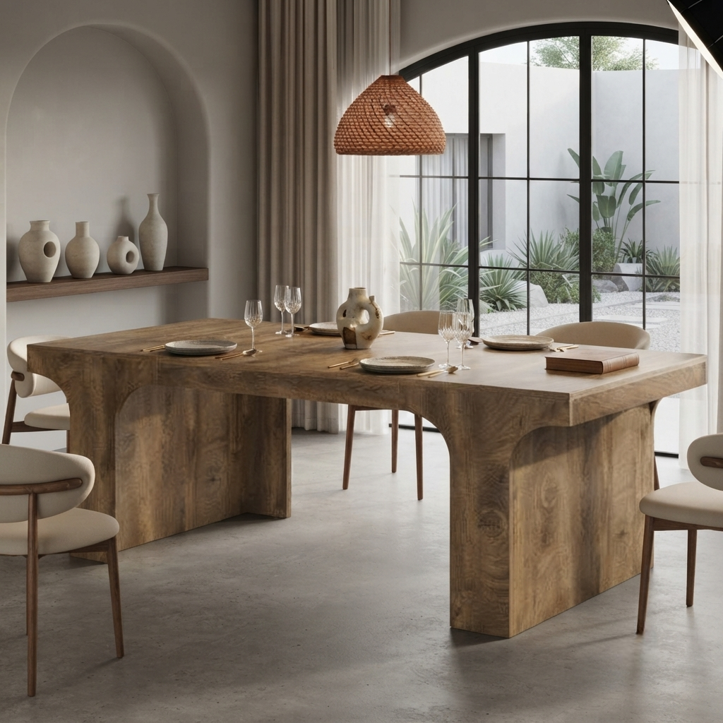 70.87" Farmhouse Dining Table, Rectangular Kitchen Table for 6-8 People, Rustic Wood Dining Table with Sled-Style Legs