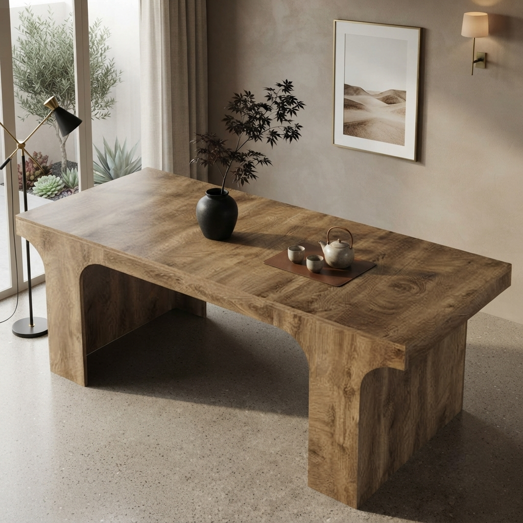 70.87" Farmhouse Dining Table, Rectangular Kitchen Table for 6-8 People, Rustic Wood Dining Table with Sled-Style Legs