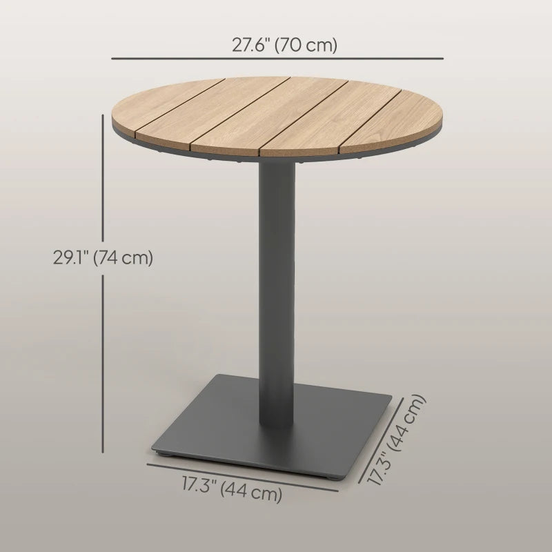 Outdoor Side Table, 28" Weather Resistant Round Patio Table with Slatted Design for Garden, Terrace, Balcony, Natural