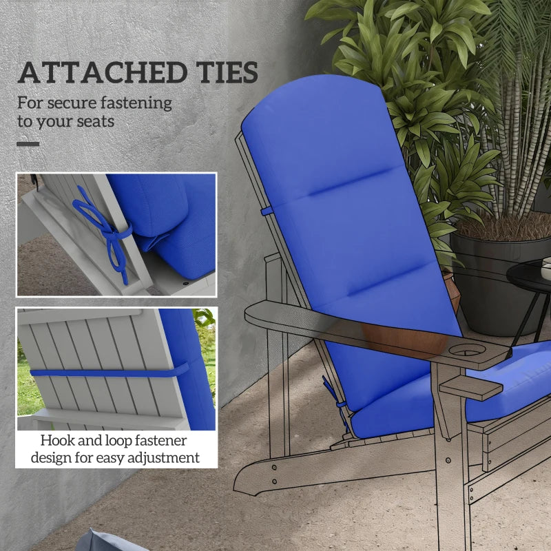 Patio Chair Cushion for Adirondack Chairs Replacement Cushion with Back and Ties, Navy Blue