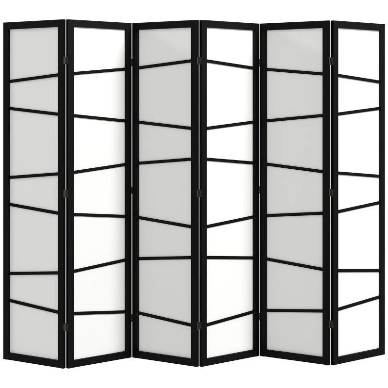 66.9" Folding Room Divider, 6 Panel Wall Partition with Wood Frame for Bedroom, Home Office, White