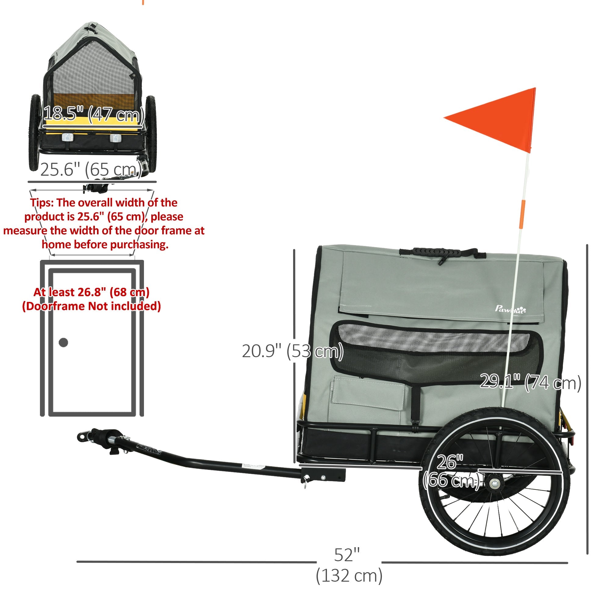 Aosom 3 in 1 Dog Bike Trailer, Pet Cargo, Pet Bed with Safety Leash, Hitch, Quick-Release Wheels, Cushion for Small Dogs 