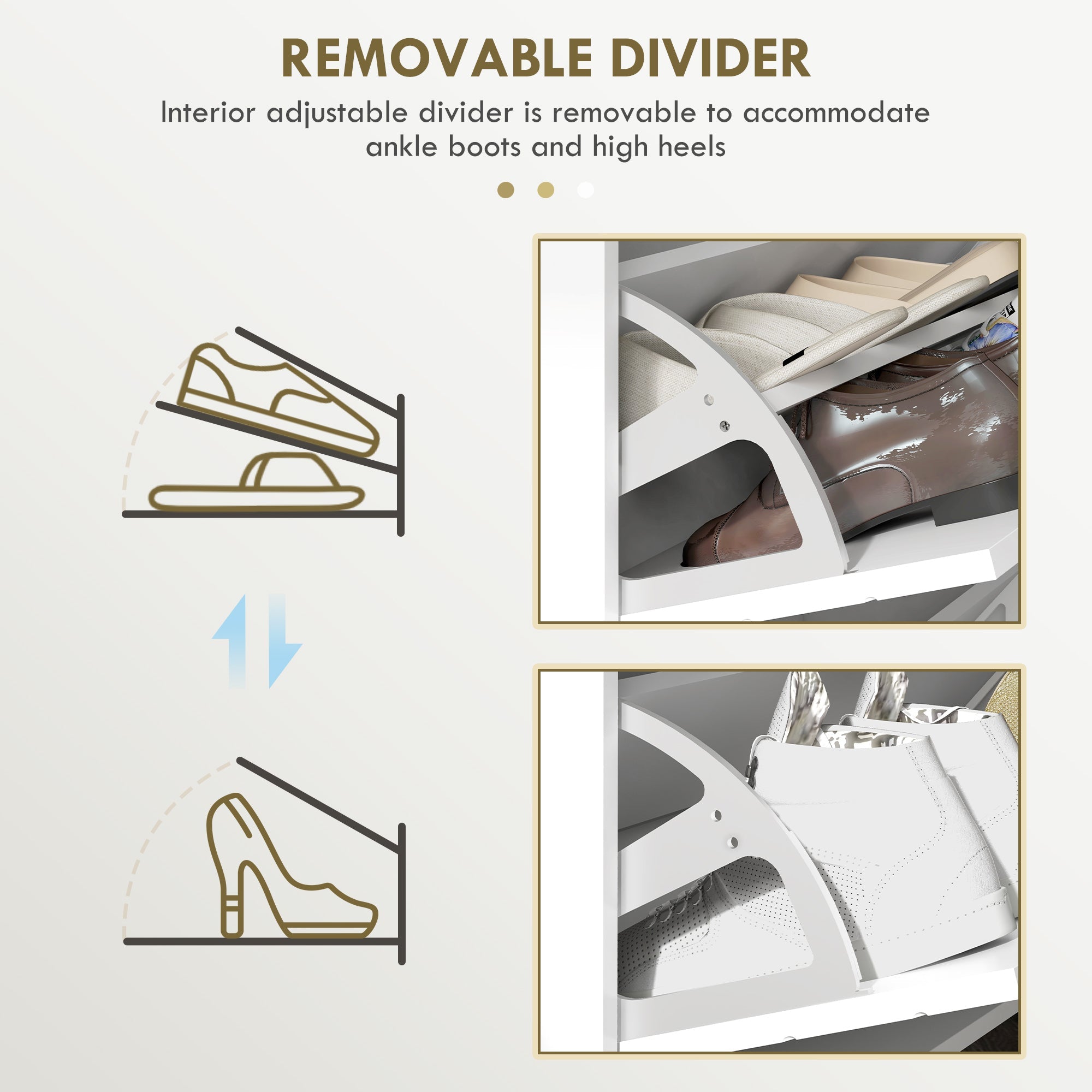 HOMCOM Shoe Storage Cabinet with 4 Flip Drawers Adjustable Shelf 16 Pairs of Shoes Cabinet White 