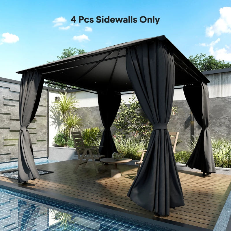 Gazebo Curtains, 10' x 10' Universal Replacement Privacy Curtain, 4-Panels Sidewall with Roll up Mesh Windows, Dark Grey