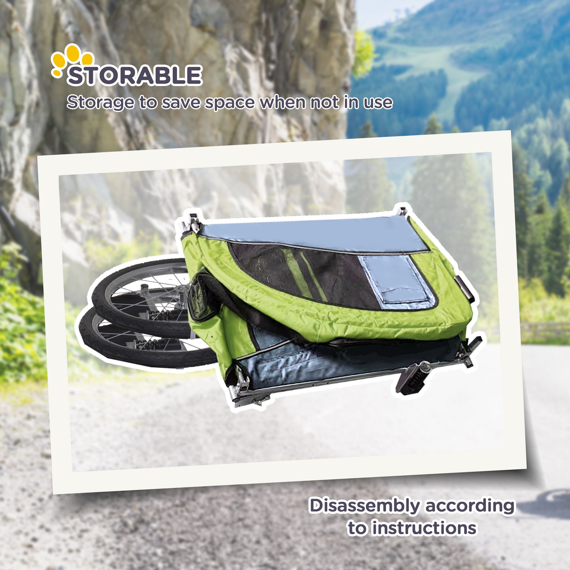 Aosom Dog Bike Trailer 2-In-1 w/ Suspension, Hitch, Storage Pockets, Green 