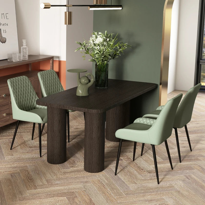 Upholstered Kitchen Chairs, Modern Dining Chairs Set of 2 with Diamond Tufting and Steel Legs for Dining Room, Green