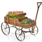 Giantex Decorative Garden Planter, Small Wagon Cart with Metal Wheels, Wood Raised Beds Plant Pot Stand for Backyard Garden Patio 24.5