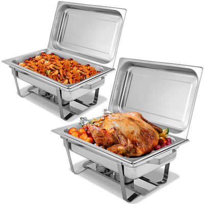 Giantex 2 Packs Chafing Dish 9 Quart Chafter Dishes Stainless Steel 