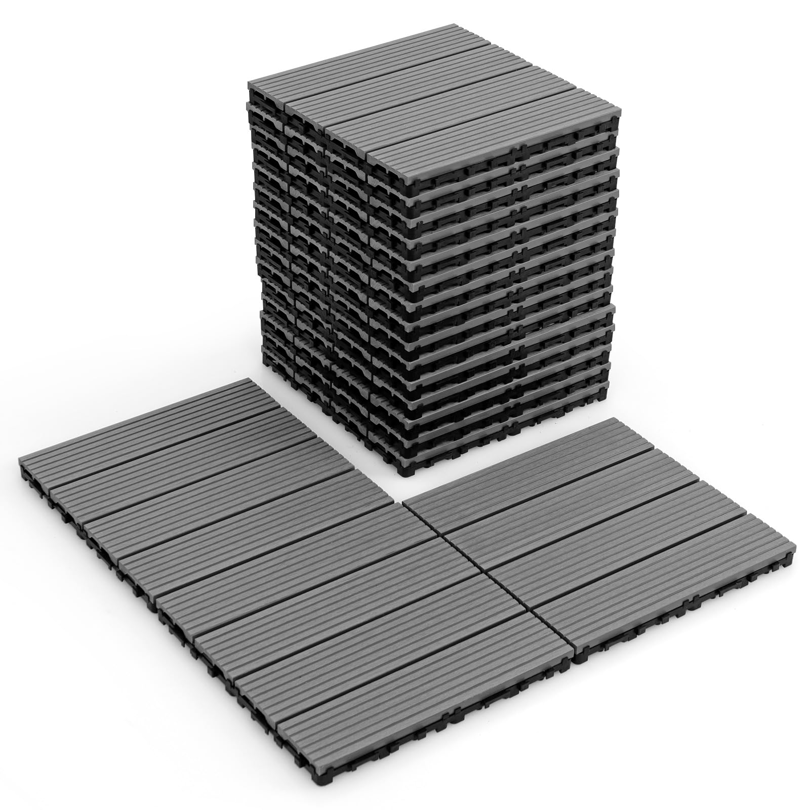 Giantex Interlocking Deck Tiles 18/36 Pack - 12 x 12 in Composite Outdoor Flooring Covering All Weather Use 