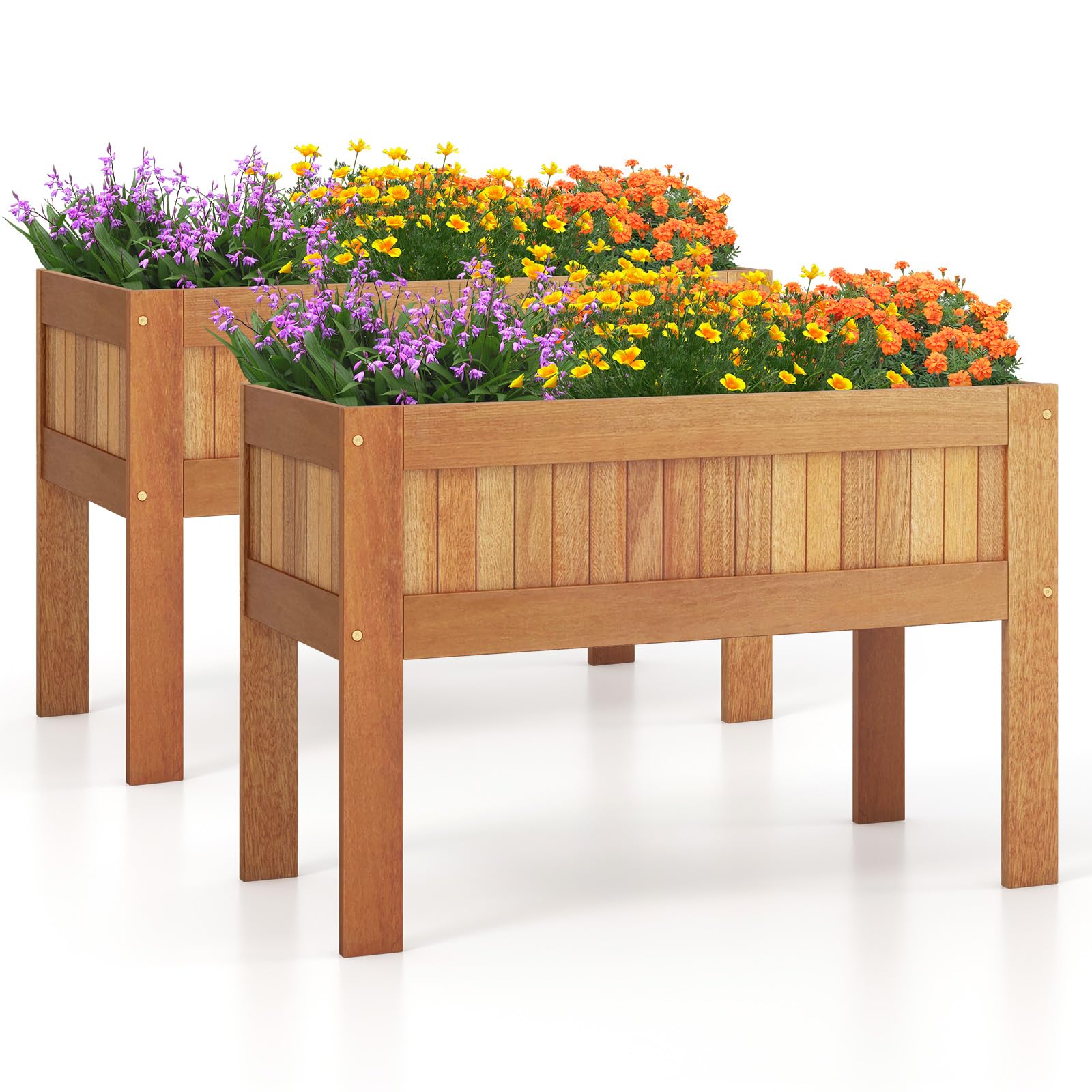 Giantex Wooden Raised Garden Bed, Solid Wood Elevated Planter Box w/Legs, 35”Lx 16”Wx24”H