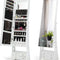 CHARMAID Jewelry Cabinet with LED Light Strip, Floor Jewelry Armoire with High Full Length Mirror