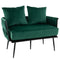 Giantex Loveseat Sofa, Upholstered 2 Seat Sofa Couch with Dutch Velvet, Woven Back and Arms, 2 Pillows