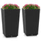 Giantex Outdoor Wicker Flower Pot Set of 2, 22.5” Tall Planters with Drainage Hole, Self-Watering Tray
