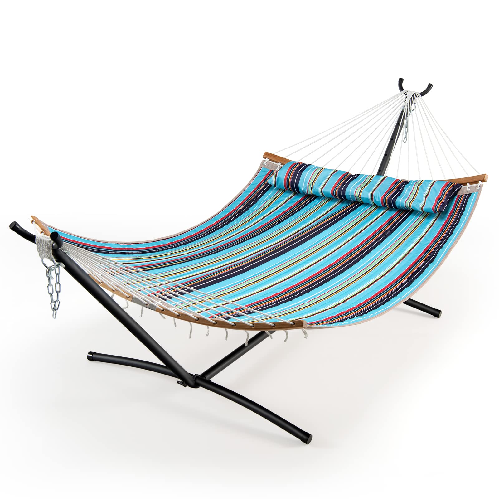 Giantex Hammock with Stand, Outdoor Hammock Swing with Stand Set (Blue&Red) 