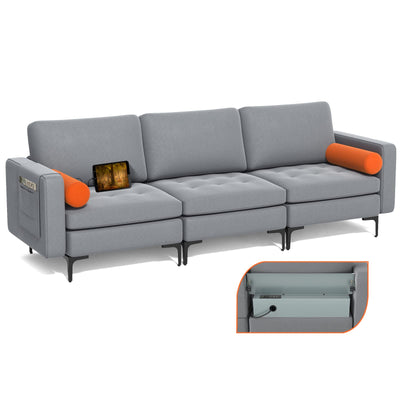 Giantex 97" Sectional Sofa Couch, 3-Seater Modular Sleeper with USB Ports 