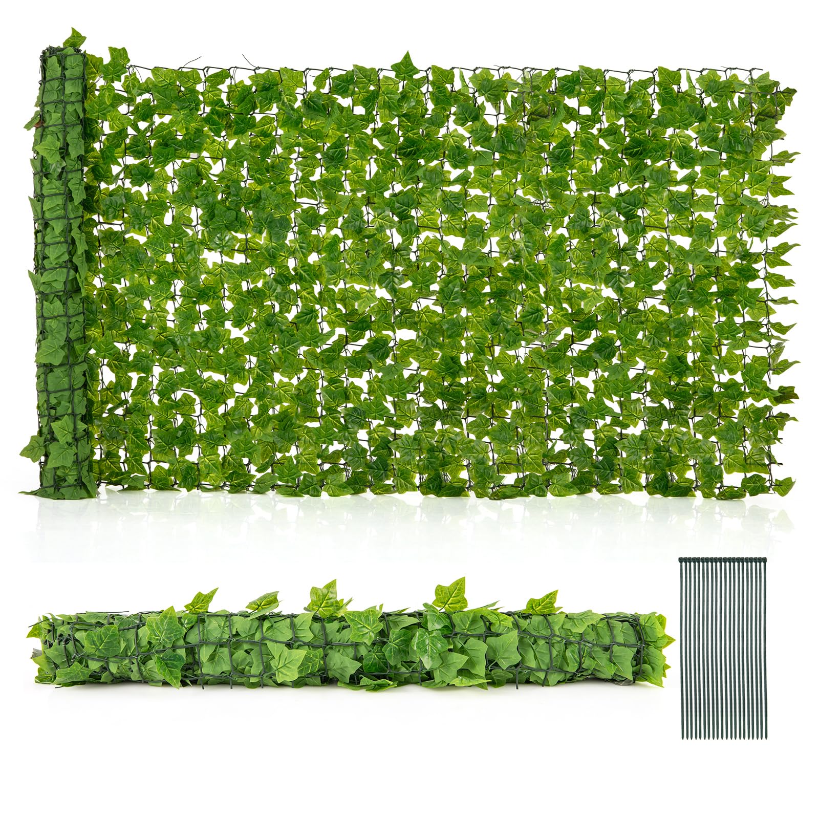 Giantex Artificial Ivy Privacy Fence 2 Pack - 120" x 40" Artificial Hedges Fence 