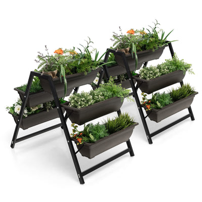 Giantex Set of 2 Vertical Raised Garden Bed, 5 Planter Boxes Container w/ Drainage Holes 