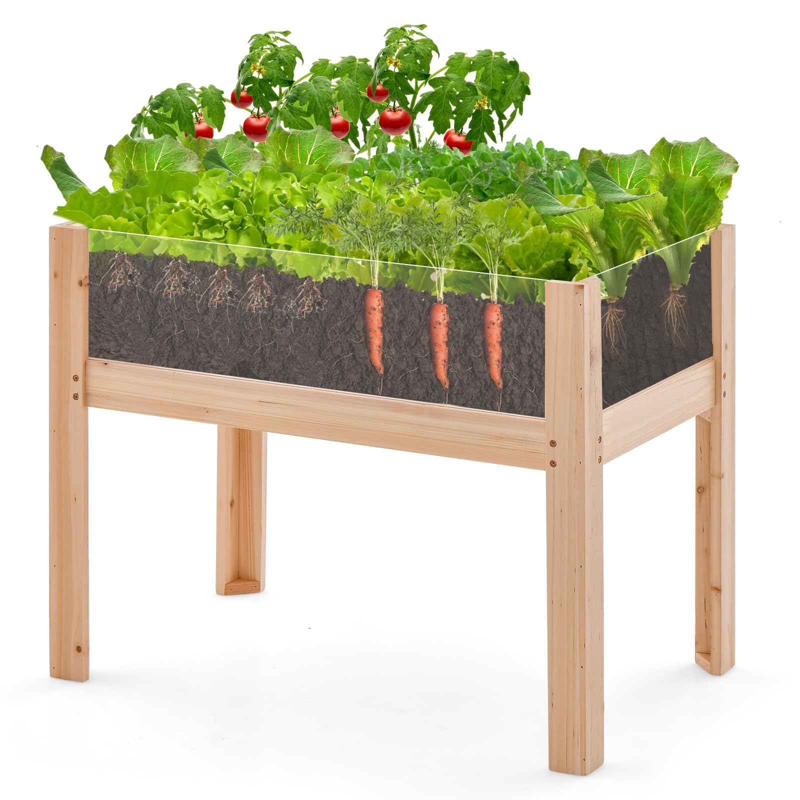 Giantex 30”x18”x24” Raised Garden Bed Elevated Wood Planter Box with Legs 