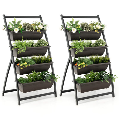Giantex 2 Pcs 4.1FT Vertical Raised Garden Bed, 4-Tier Elevated Planter Box 