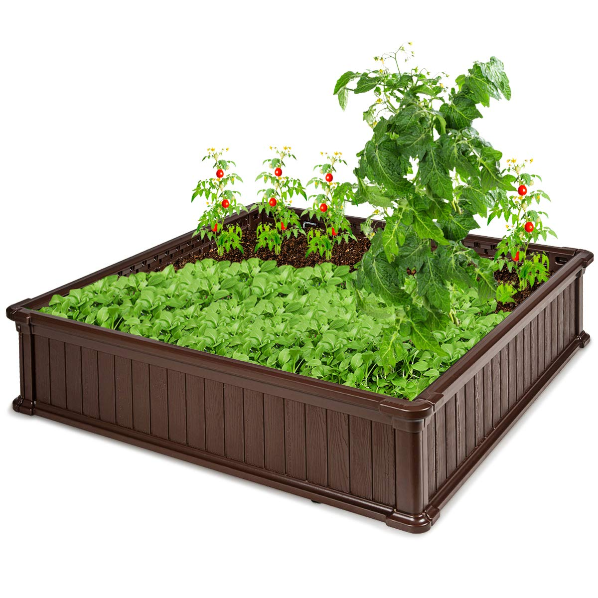 Planter for Flower Vegetables (48.5''Lx48.5''Wx12''H, Brown) 