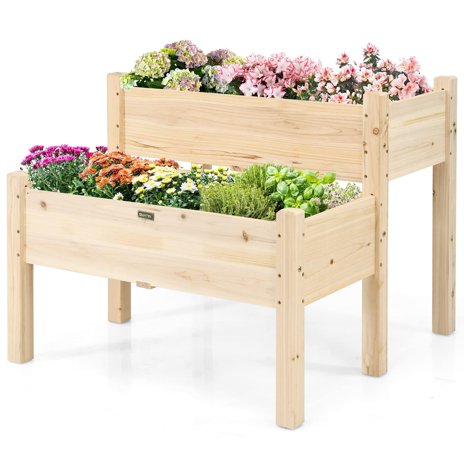 Set of 2 Raised Garden Bed, 34" x 33.5" x 28.5" (L x W x H) 