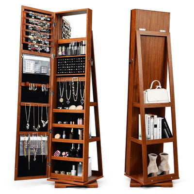 CHARMAID | 360-degree Rotating Jewelry Armoire with Higher Full Length Mirror 