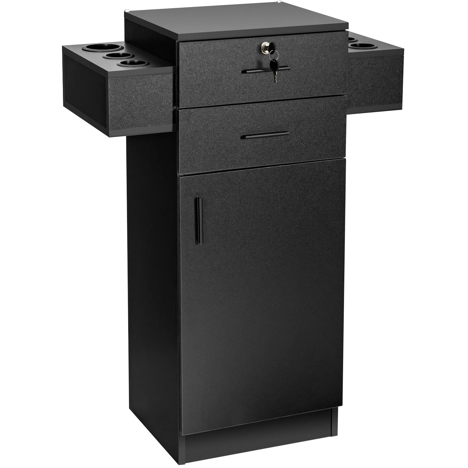 Salon Station Storage Cabinet for Hair Stylist, Black 