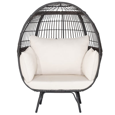 Giantex PE Rattan Egg Chair - Oversized Hammock Chair with Thick Cushions & Sturdy Metal Frame 