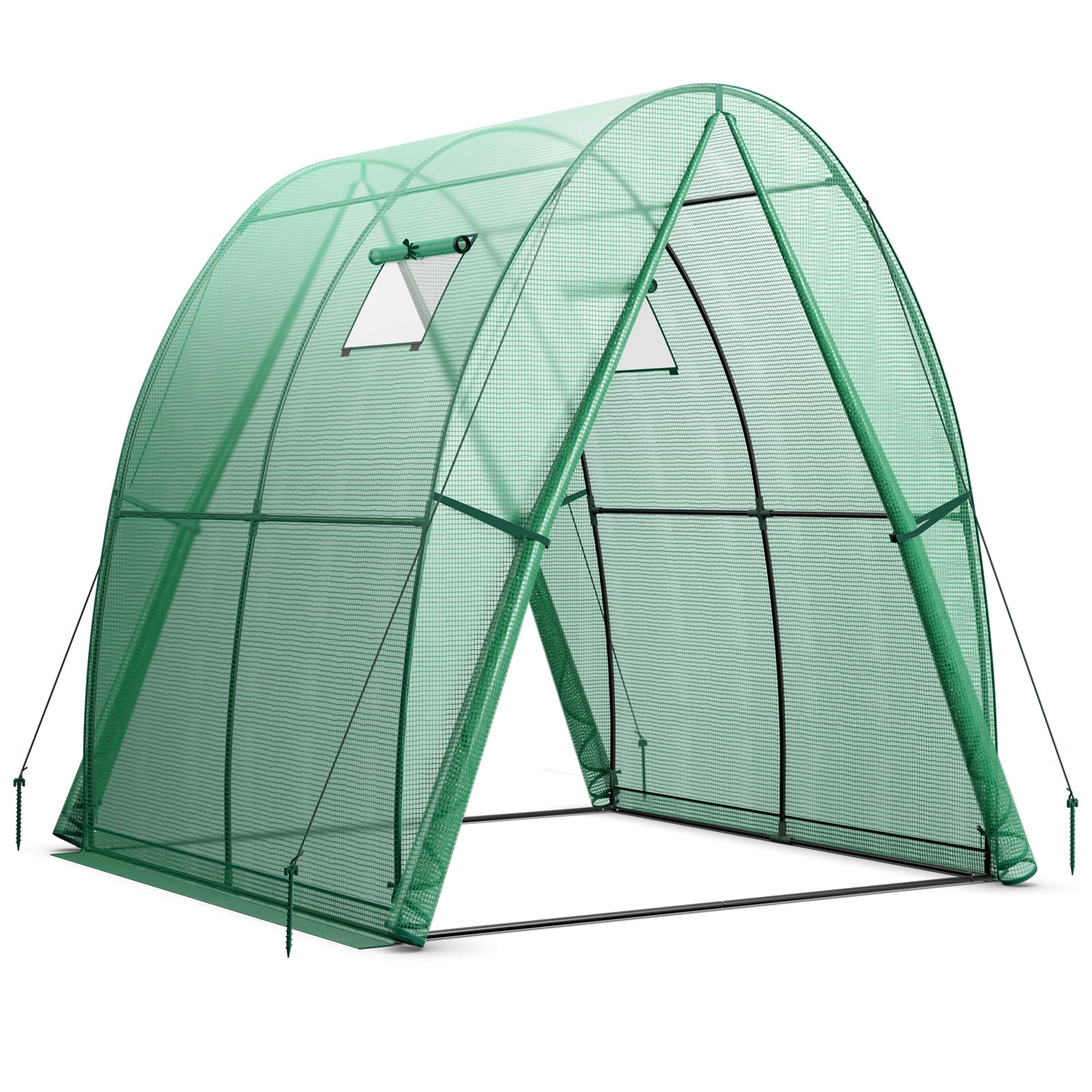 Giantex 6x6x6.6 FT Greenhouse, Outdoor Wall-in Tunnel Greenhouse with Ground Stakes, Rope, 2 Zippered Doors 