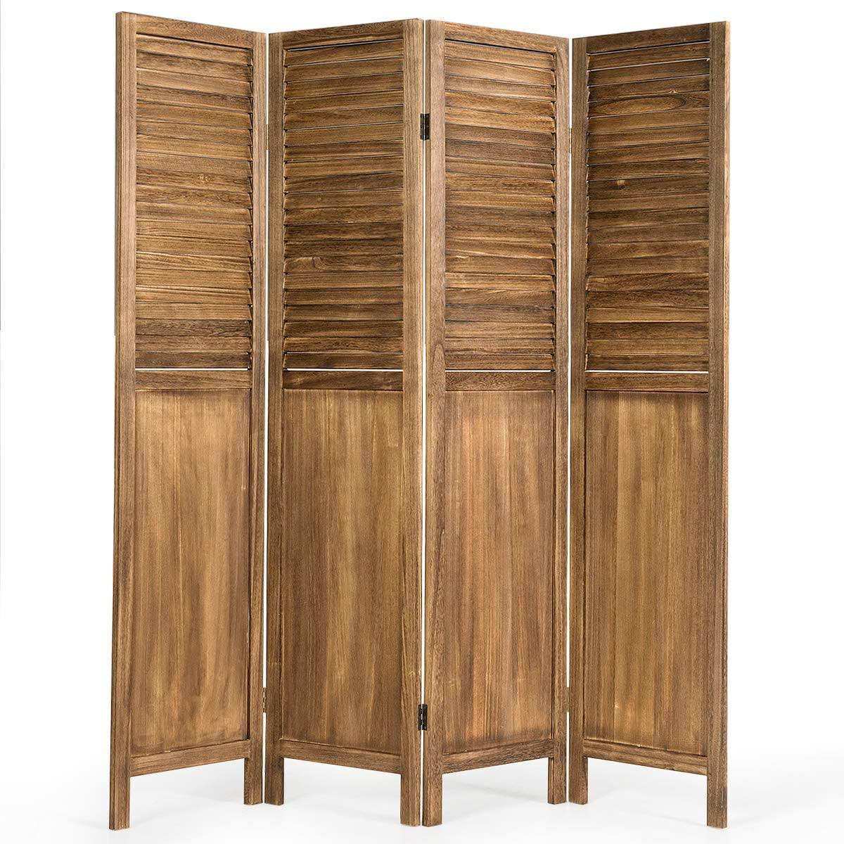 4 Panel 6 ft Wooden Folding Screen Room Divider 