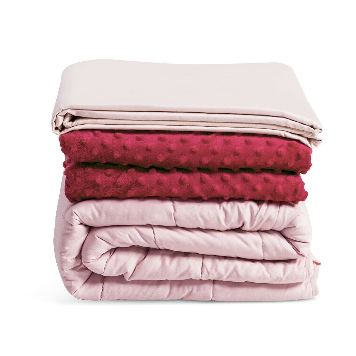 Giantex Weighted Blanket with Duvet Covers, Hot and Cold Duvet Cover Set, 60" x 80" | (Pink) 