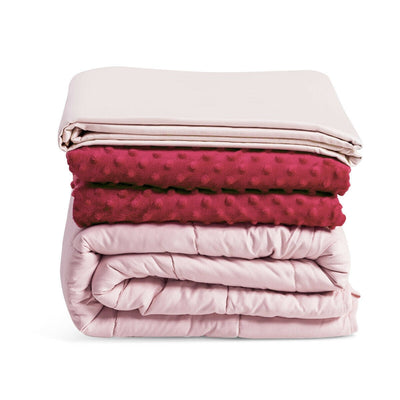 Giantex Weighted Blanket with Duvet Covers, Hot and Cold Duvet Cover Set, 60" x 80" | (Pink) 