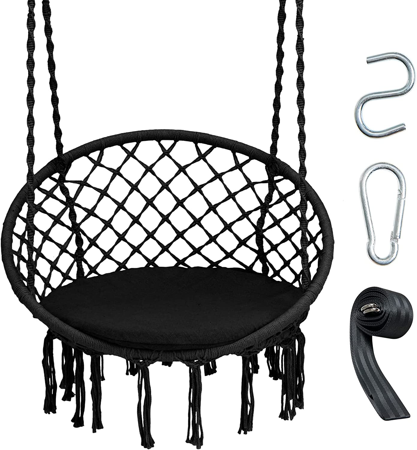 Giantex Hammock Chair Macrame Swing - Hanging Chair with Cushion and Hardware Kit, 330 LBS Weight Capacity 