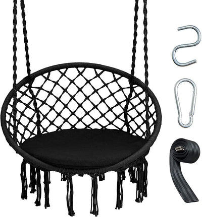 Giantex Hammock Chair Macrame Swing - Hanging Chair with Cushion and Hardware Kit, 330 LBS Weight Capacity 