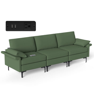 Giantex 3-Seat Sectional Sofa Couch, 100.5" L Convertible Sleeper with USB Port & Outlet 