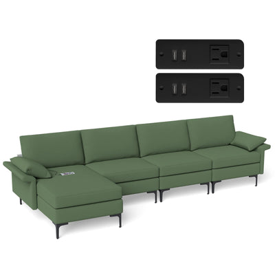 Giantex 130.5" L Convertible Sofa Couch, Sectional Sleeper 