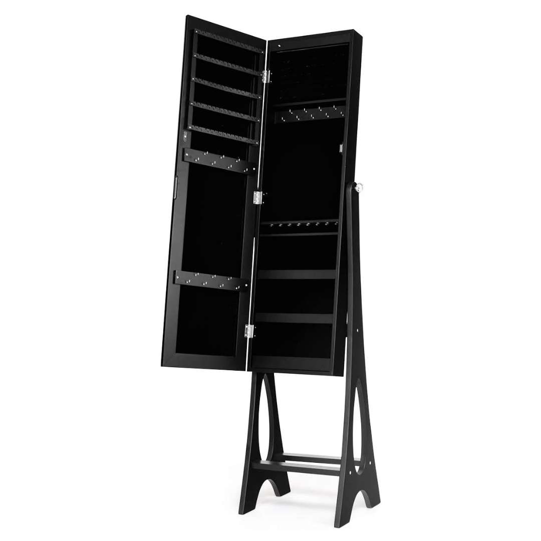 Giantex | 12 LEDs Jewelry Armoire Cabinet with Full-length Mirror 