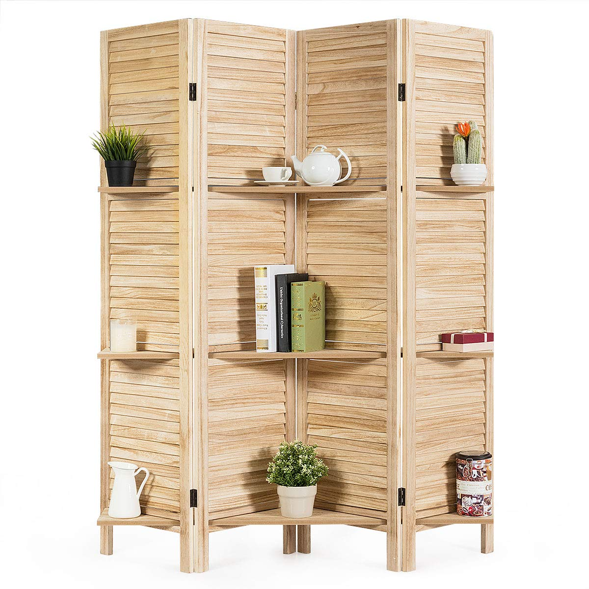 Giantex 4 Panel 5.6 Ft Tall Wood Room Divider