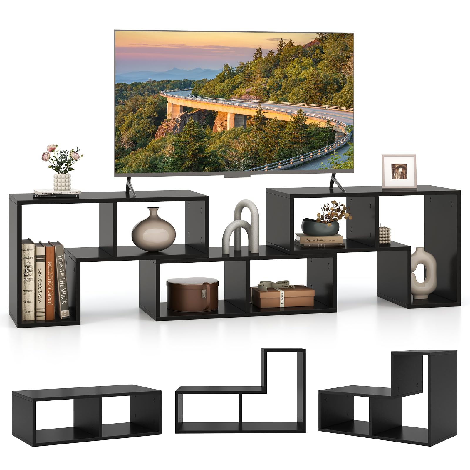 Giantex Free-Combination TV Stand for Bedroom - Entertainment Center for 50 55 60 65 Inch TV 