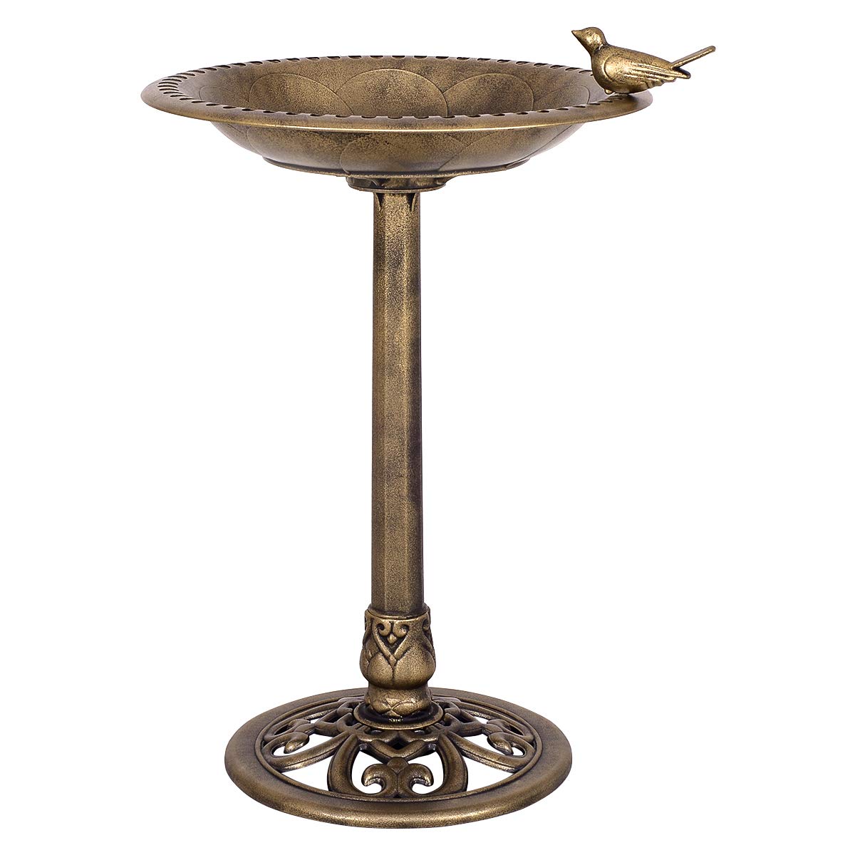 Giantex 28 Inch Height Pedestal Bird Bath Feeder Freestanding Antique Outdoor Garden Yard Patio Decor 
