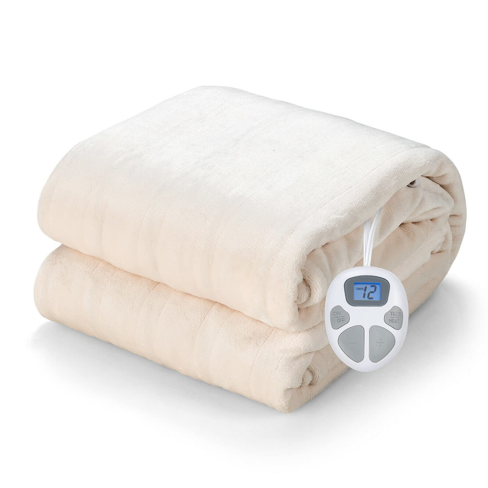 Giantex Electric Heated Blanket, Flannel Electric Blanket Throws, 10 Heating Levels, 8 Hours Auto Off 