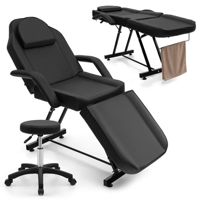 Giantex 73" Facial Chair with Hydraulic Stool, Tattoo Chair with with Adjustable Backrest & Legrest 