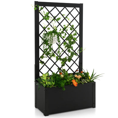 Giantex Raised Garden Bed with Trellis, 49" Metal Vertical Planter with Garden Trellis 