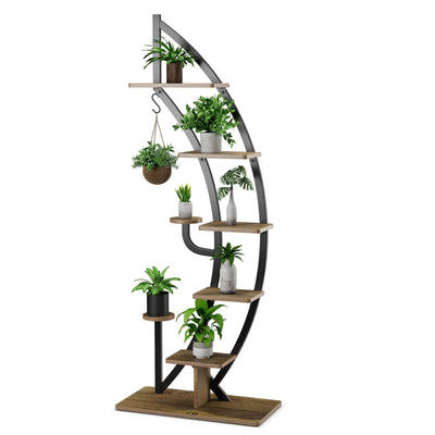 Giantex 6 Tier Metal Plant Stand Indoor, 61" Half Moon Plant Shelf 
