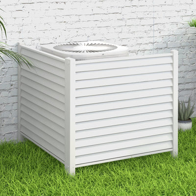 Giantex Air Conditioner Fence 2/4 Panels - 44''W x 45''H Outdoor Privacy Screens with 4 Metal Stakes, Decorative PVC Trash Can Enclosure 