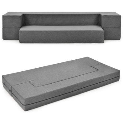 Giantex 8 Inch Folding Sofa Bed Couch, Memory Foam Futon Mattress Linen Fabric Sofa 