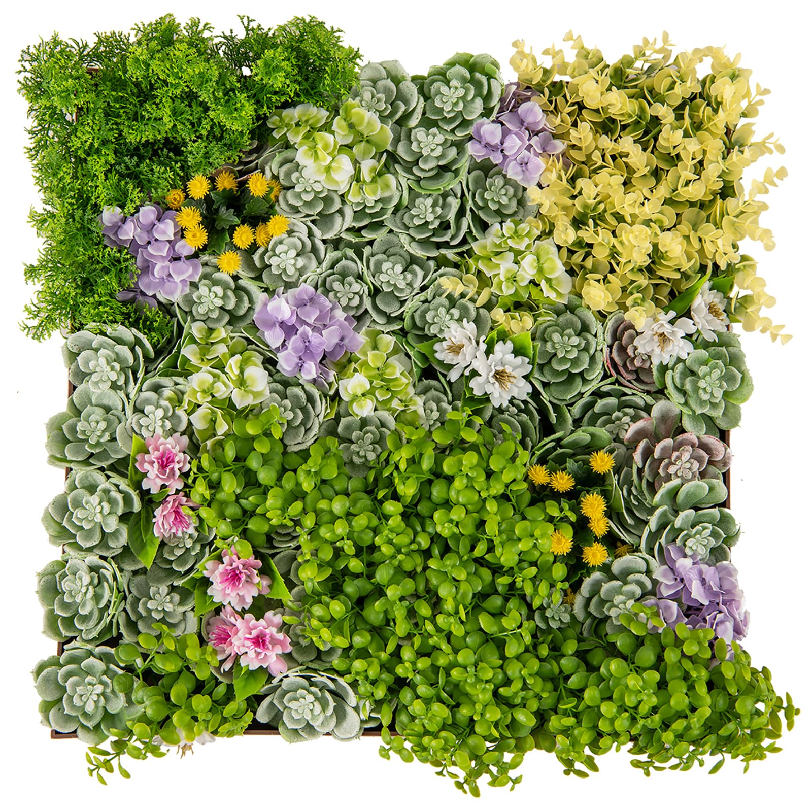 Giantex 2 Pack Hanging Artificial Plants Panels, 20" x 20" Square Framed 3D Greenery Wall Art Decor 