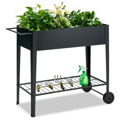 Outdoor Raised Garden Bed on Wheels with Legs 